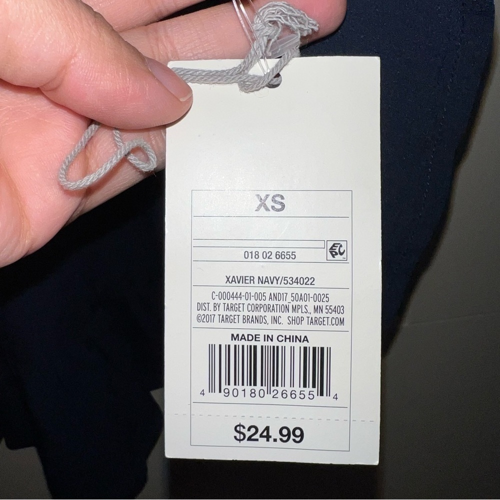 NWT A New Day Xavier Navy Blue Long Sleeve Blouse Size X Small - Picture 7 of 12